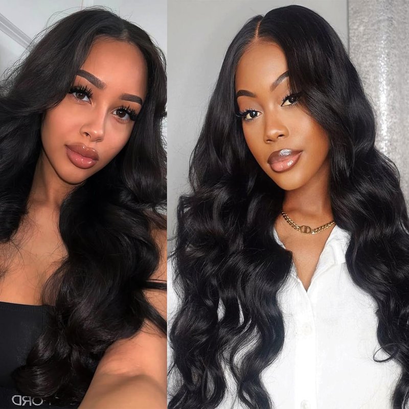 Glueless 13x4 HD Lace Front Wig - Pre-Plucked Long Wavy Style for Black Women | 26-Inch 1B Black