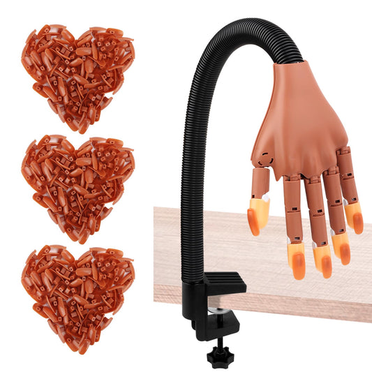 Nail Training Hand with 300pcs Refilled Tips for DIY Acrylic Nail Practice Kit