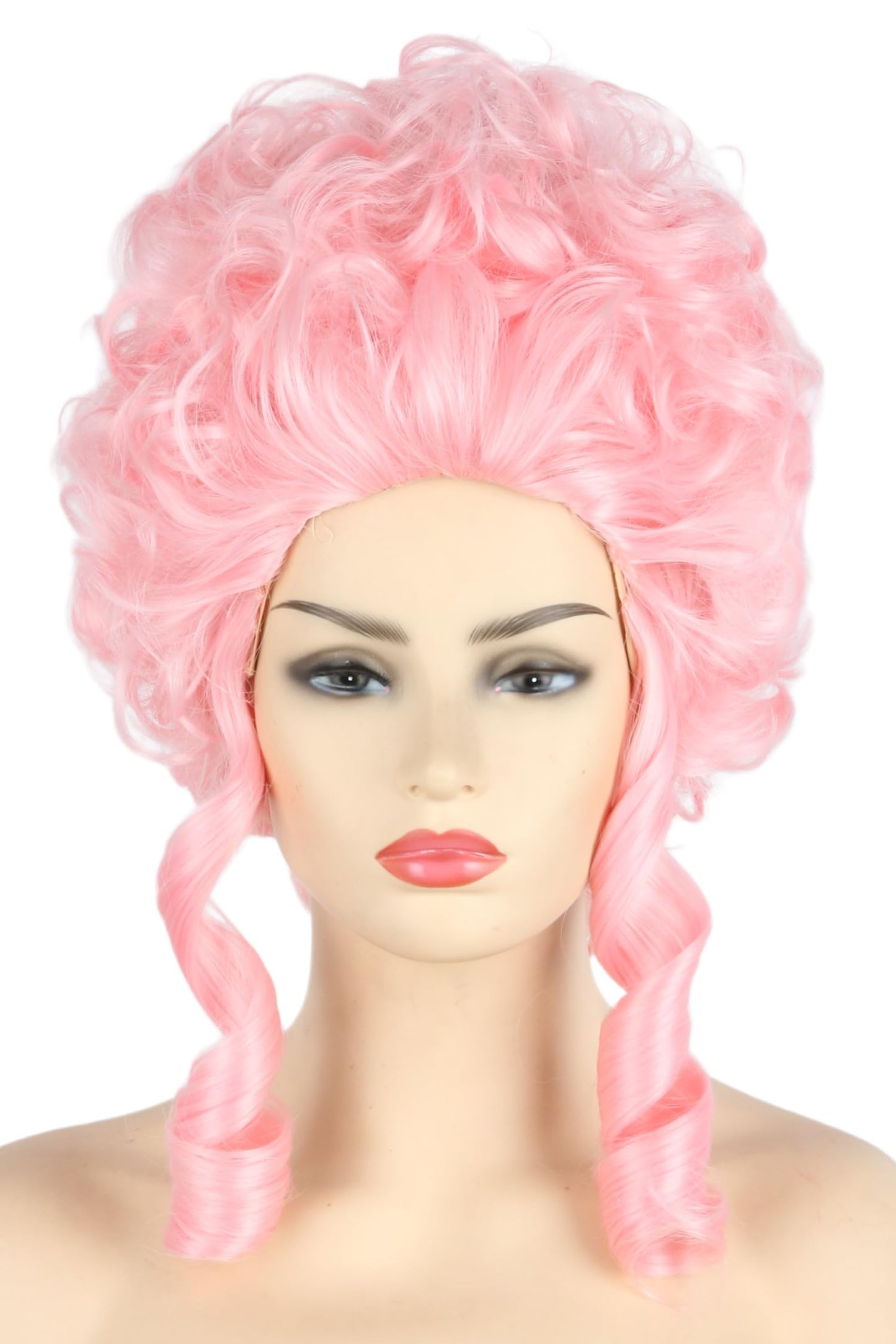 Topcosplay Pink Powdered Beehive Drag Queen Wig for Women Girl Bouffant Baroque Renaissance Wigs Short Curly
