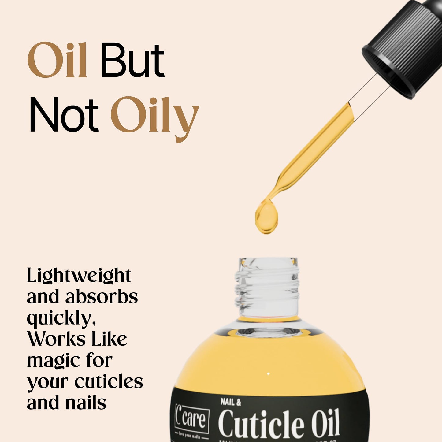 C CARE Cuticle Oil For Nails - Milk and Honey Nail Oil - Repairs Moisturizes and Strengthens Nails and Cuticles Overnight - Dropper & Brush included - Large 2.5 oz bottle