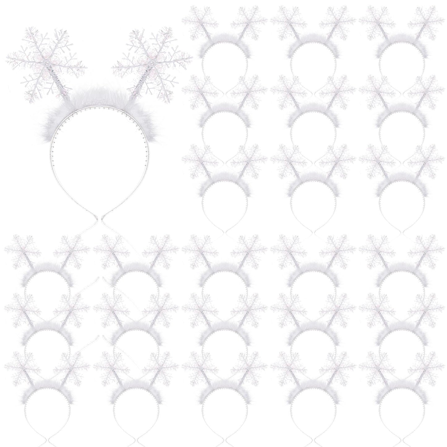 Suncalla 12 Pcs Christmas Snowflakes Headband Glitter Snow Head Boppers for Women Winter Headpiece Hair Accessories Gift (Silver)
