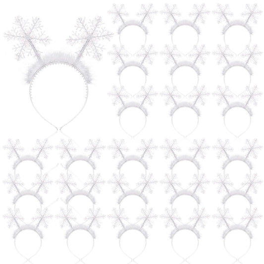 Suncalla 12 Pcs Christmas Snowflakes Headband Glitter Snow Head Boppers for Women Winter Headpiece Hair Accessories Gift (Silver)