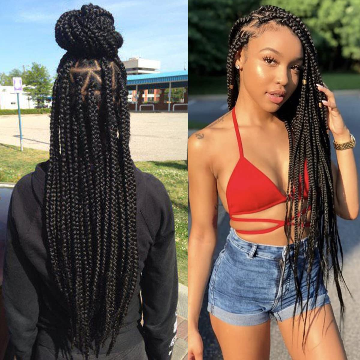 Crochet Box Braids - Pre Looped Goddess Hair Extensions for Black Women | 20 Inch, 7 Packs, Straight, 1B#