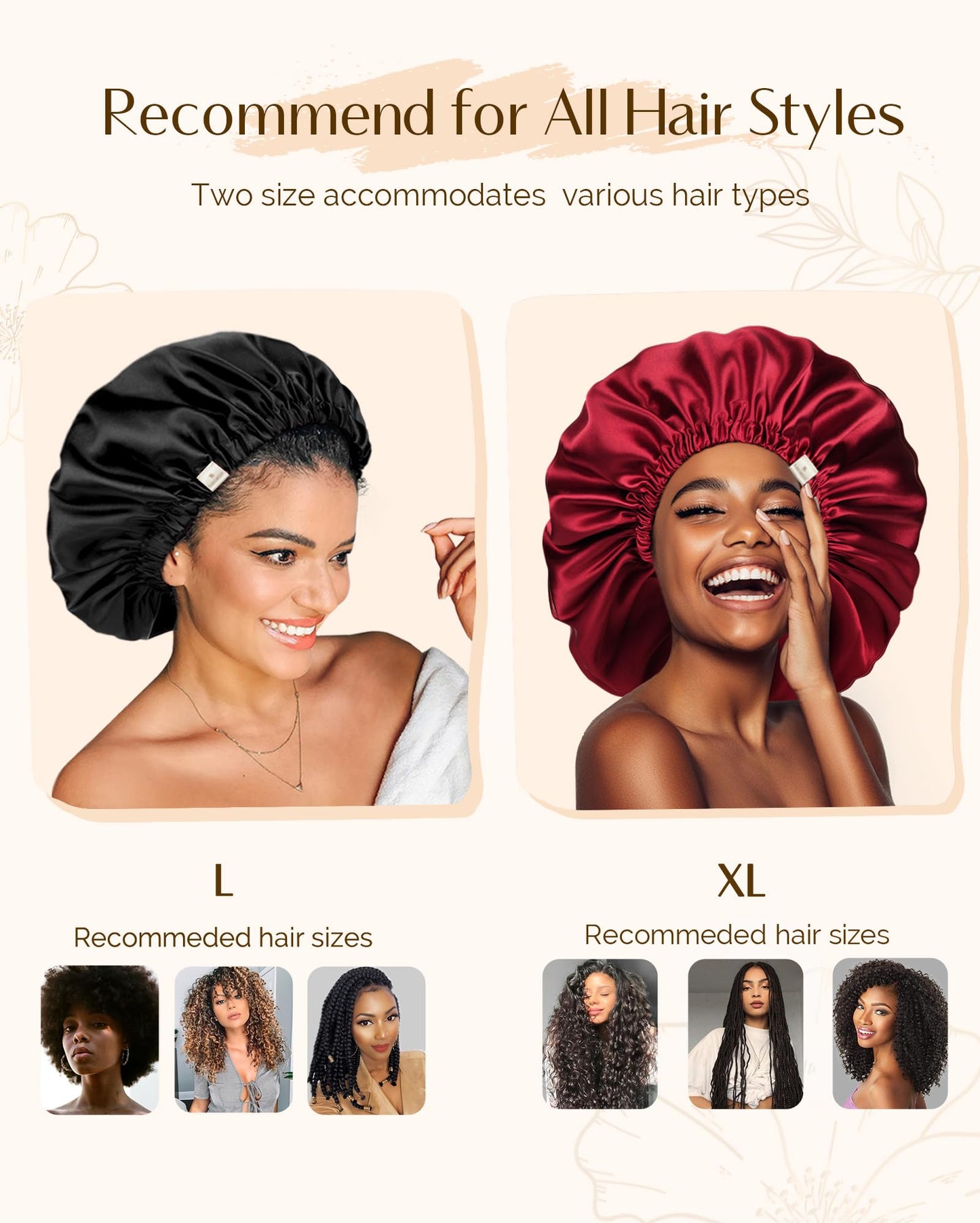 YANIBEST Satin Bonnet for Sleeping Women Men, Adjustable Hair Bonnet
