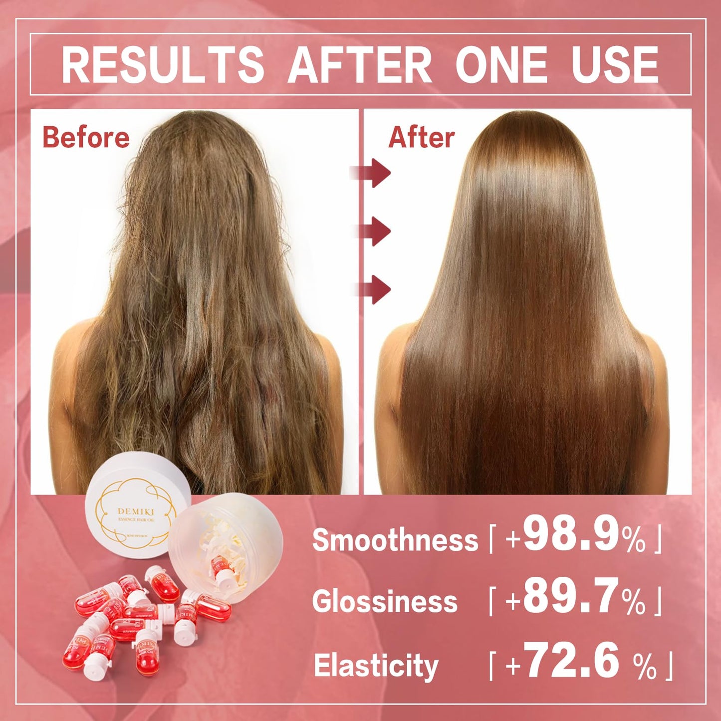 DEMIKI Hair Oil For Frizzy Hair With Coconut Oil - Hair Treatment For Dry Damaged Hair, Hair Perfume Oil For Curly Hair, Frizz Control Hair Care Products, Mini Bottles Hair Oil For Damaged Hair, 12pcs