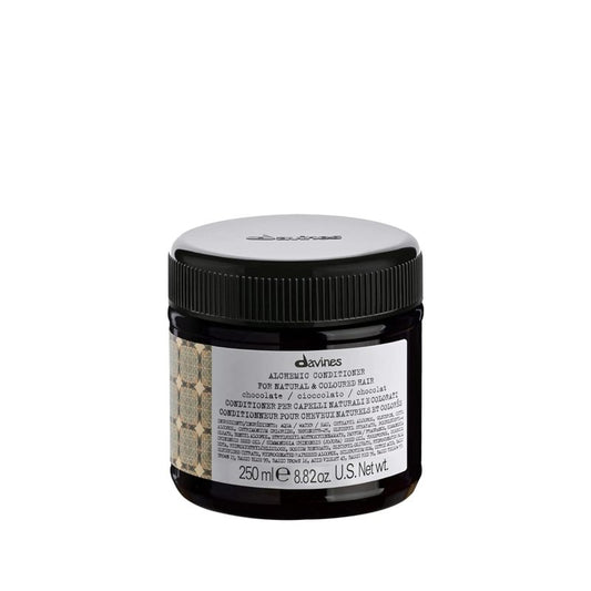 Davines Alchemic Conditioner Chocolate, Color Depositing Cream for Dark Brown & Black Hair - Intensifies & Hydrates Brunette Tones with Jojoba Oil, 8.45 Fl Oz