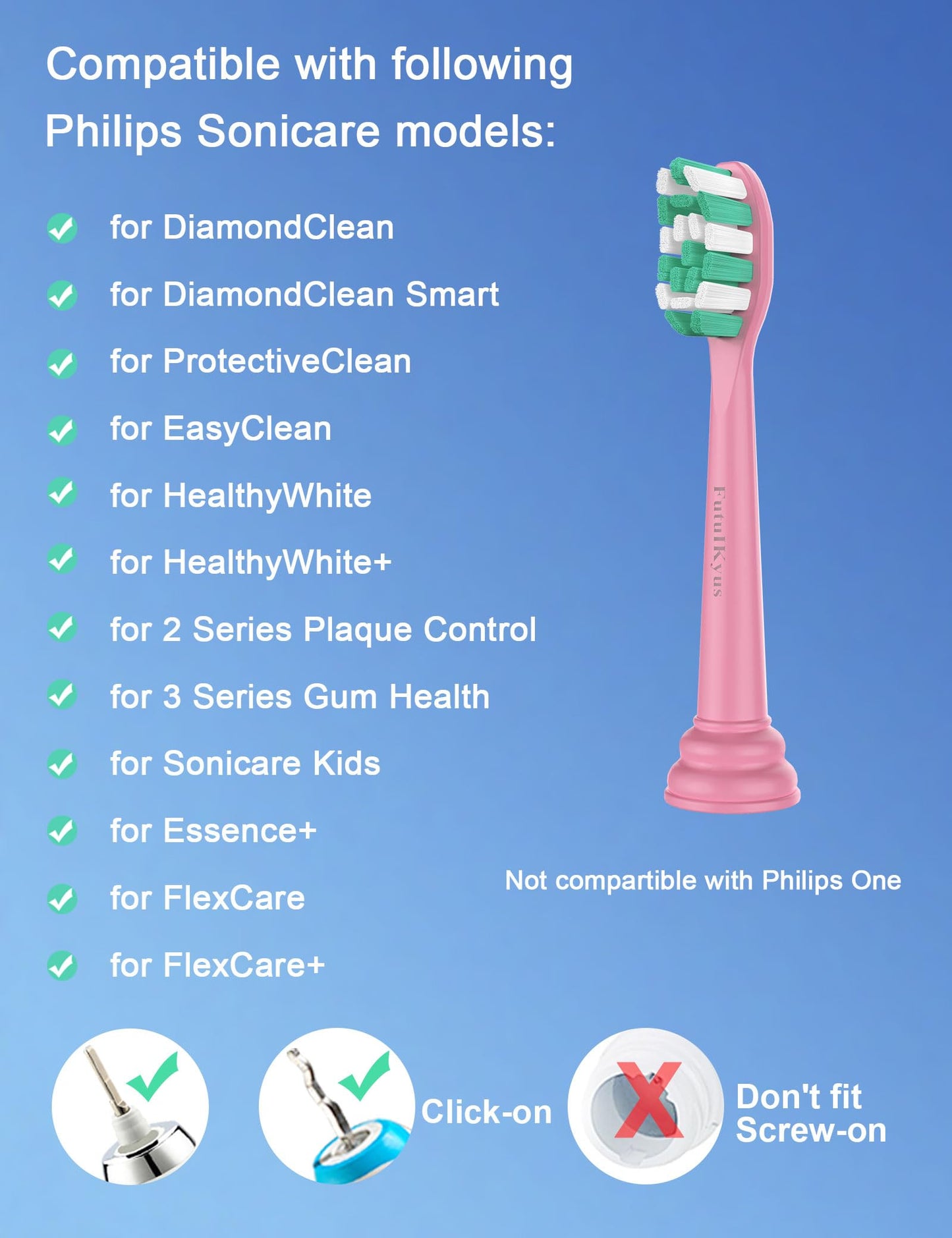Toothbrush Replacement Heads for Philips Sonicare C2 C1 4100 5100 Electric Brush Head, 4 Pack, Pink