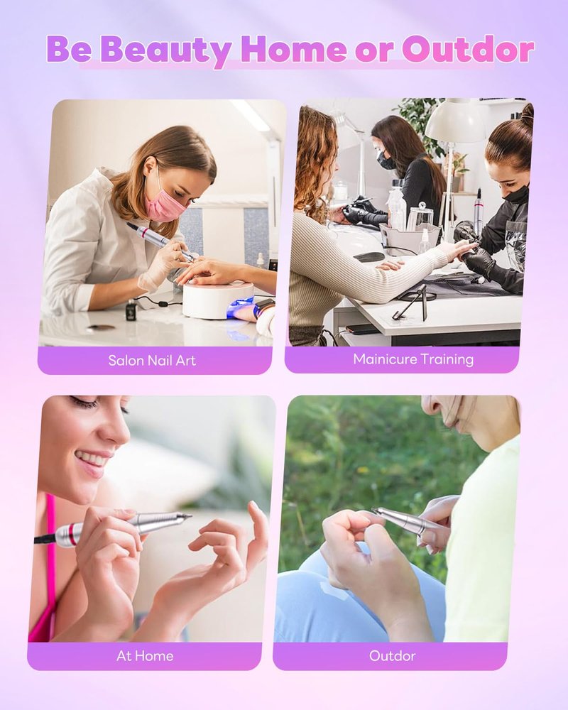CozyZen Cordless Nail Drill Professional: 45000 RPM Rechargeable Electric Nail File Kit, Portable & Low Noise for Acrylic, Gel Nails, Manicure & Pedicure - Salon & Home Use