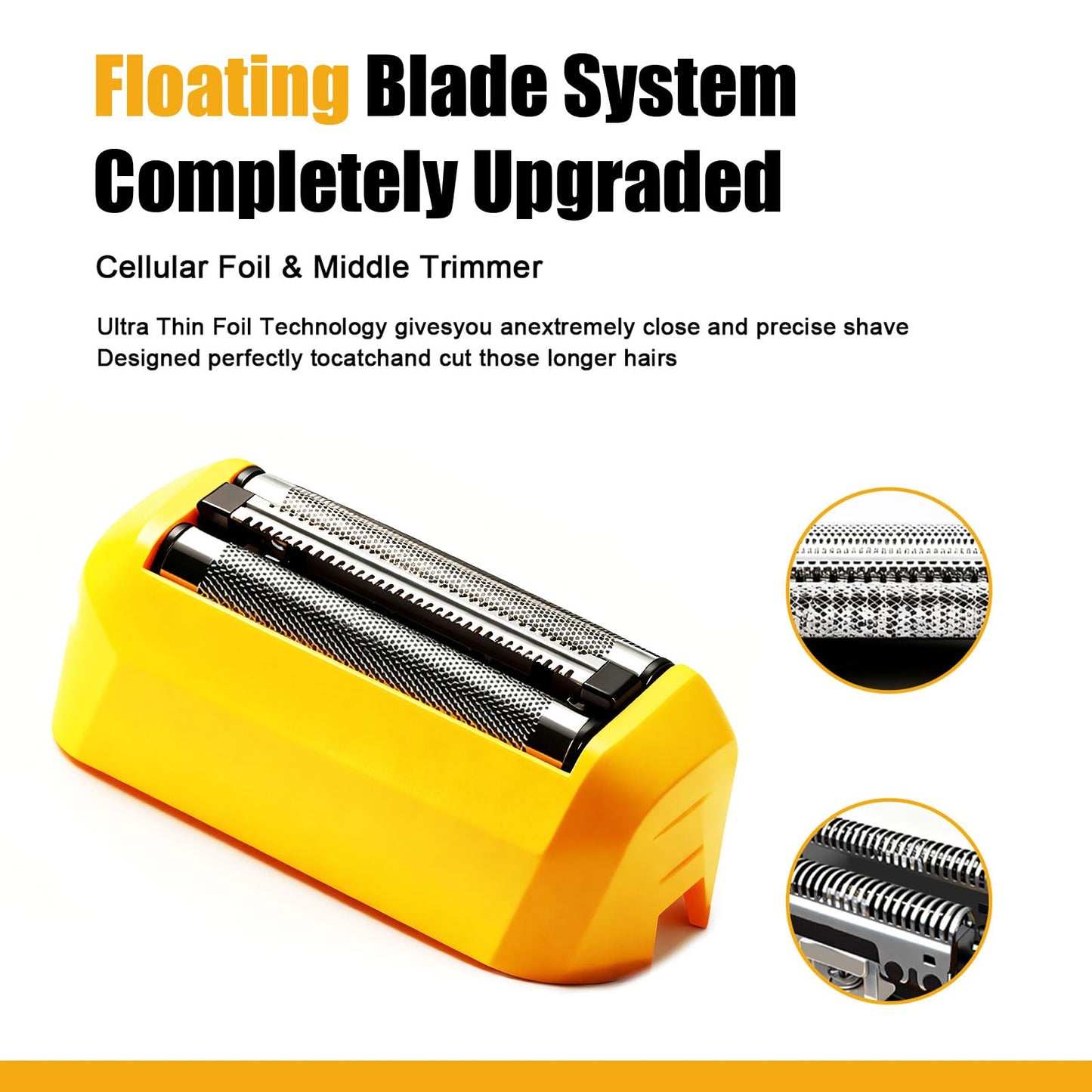 Shaver Replacement Foils Heads for Wahl Yellow Lifeproof Series 7061, 7045-100 Shavers (Yellow)
