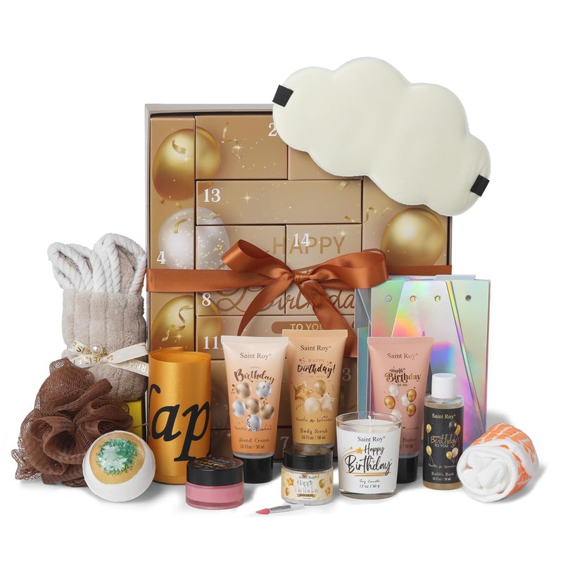 Birthday Gifts for Women, Birthday Spa Gift Basket for Women & Men, Luxury Birthday Spa Gift Box, Rich Bath Essentials, Butter, Candle, happy birthday gifts box for women bath and body care