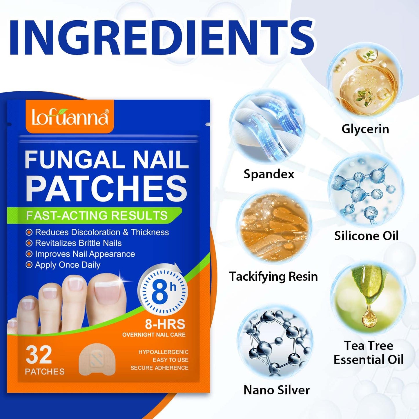 Toenail Treatment Extra Strength - 32 Pcs Nighttime Nail Patches, Overnight Toe Nail Treatments for Damaged Nails Foot Nails Repair and Care, 8-Hour Restores Healthy Appearance (2PCS)