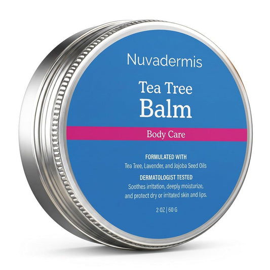 NUVADERMIS Tea Tree Oil Foot Balm – Effective Recovery Balm for Dry, Cracked Feet, Athlete’s Foot, Ringworm & Itchy Skin – Soothing Moisturizer – 2 oz