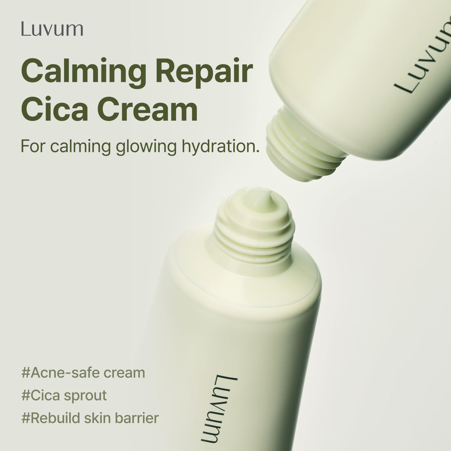 LUVUM Calming Repair Cica Cream, Centella, Recovery Night Cream, 1.7 fl. oz
