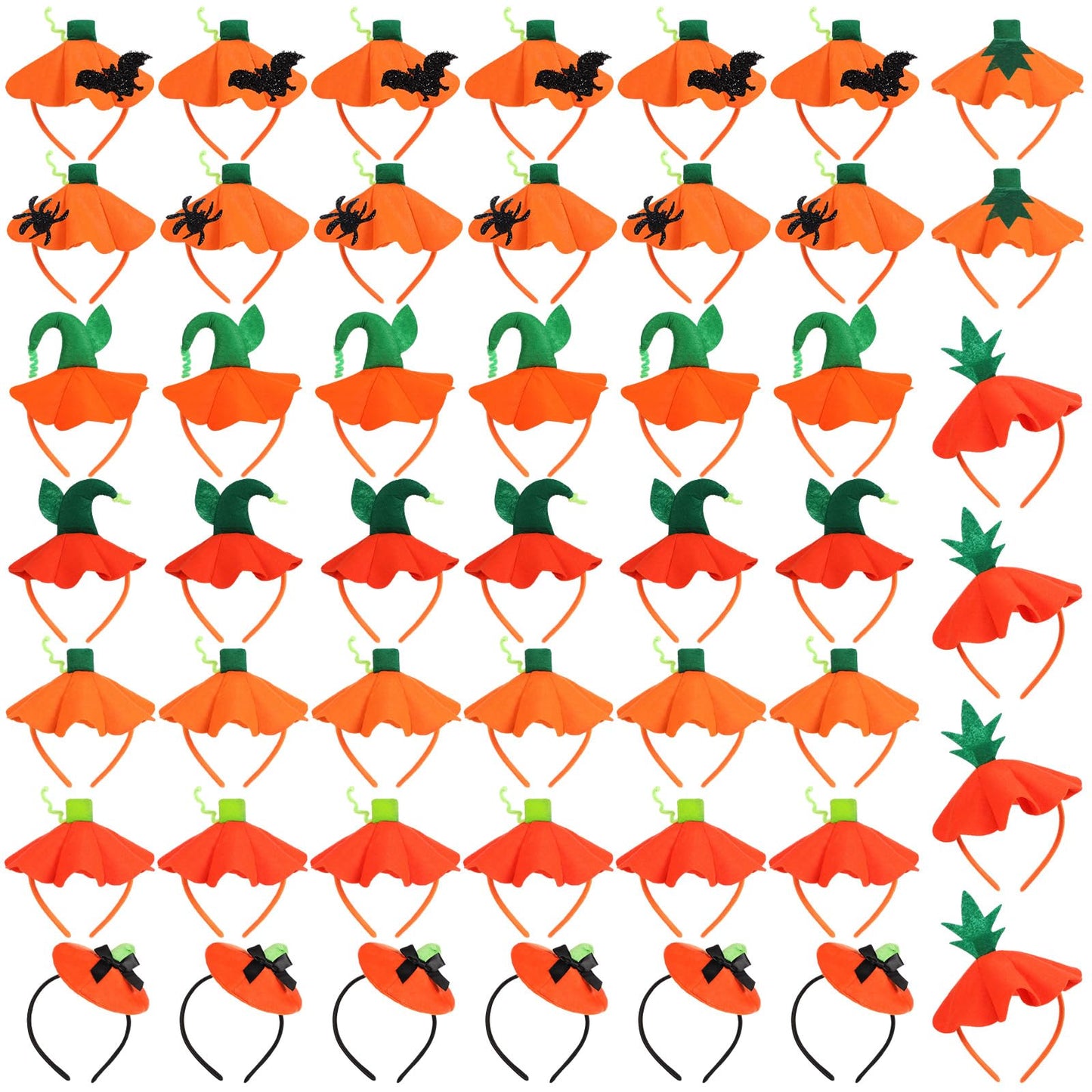 Hotop 48 Pcs Halloween Pumpkin Headbands, Pumpkin Hat Dress up Headband Hair Bands Hair Hoops, Halloween Costume Party Supplies Headwear Accessories for Women Adult