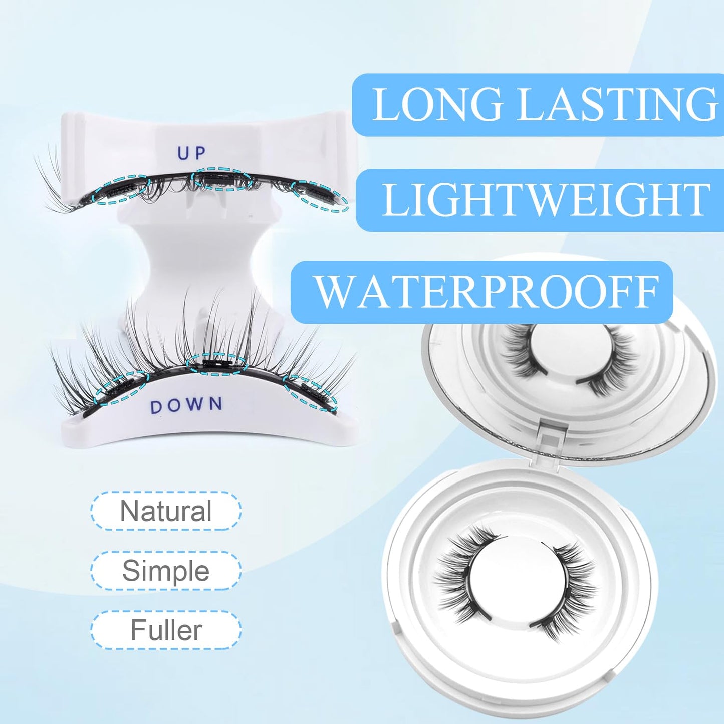 Magnetic Eyelashes with Applicator,Reusable Magnetic Eyelashes Natural Look,Easy to Wear and Remove Soft Lashes kit No Liner Needed(Wild)