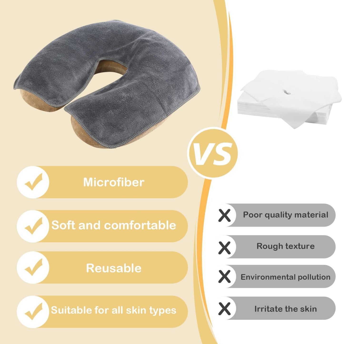 SINLAND Microfiber Reusable Face Cradle Covers,Grey,10 Pack