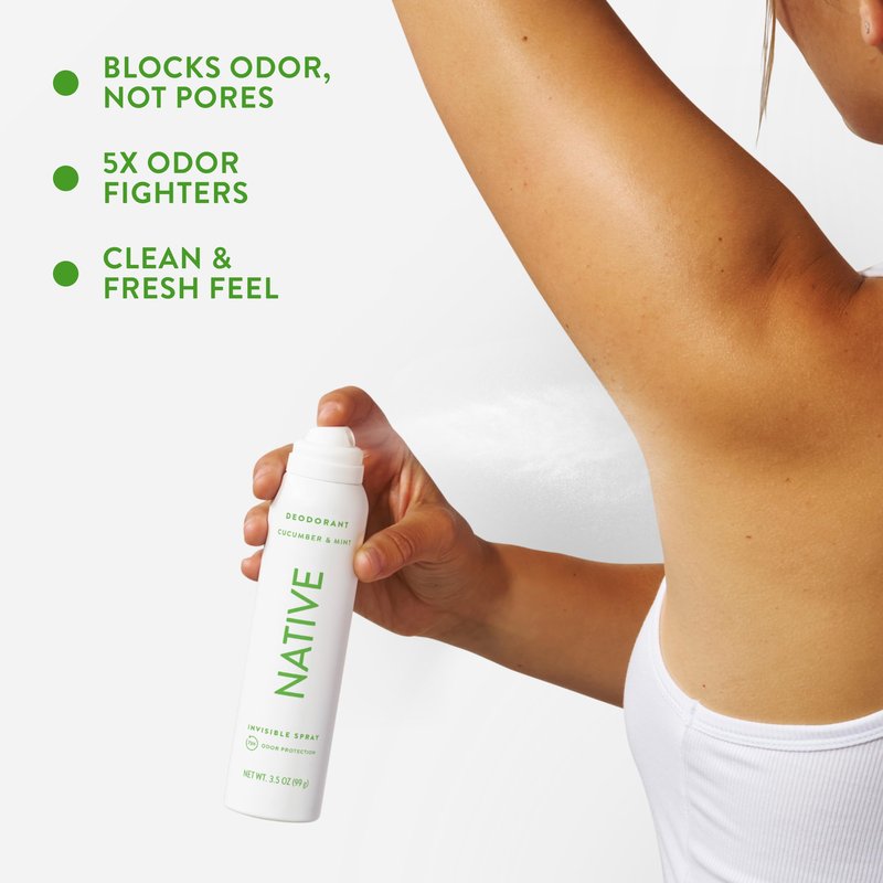 Native Deodorant & Body Spray, Cucumber & Mint, 72-Hour Odor Protection for Underarms & Body, Aluminum Free, Quick Drying, 3.5 oz