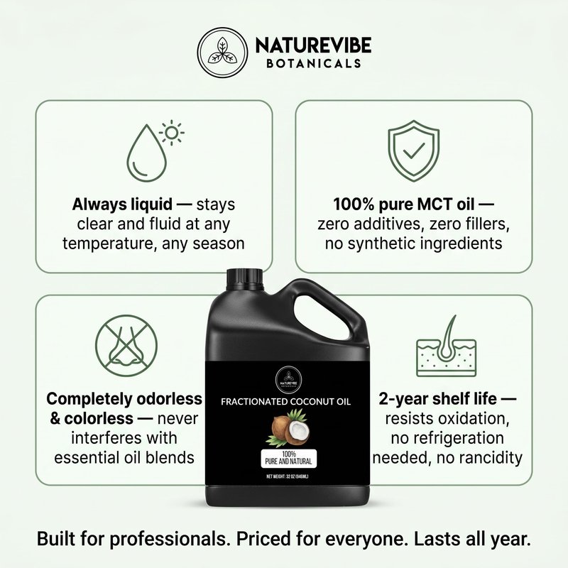Naturevibe Botanicals Fractionated Coconut Oil 32 Ounces | 100% Pure and Natural | Great for Skin Care and Hair Care