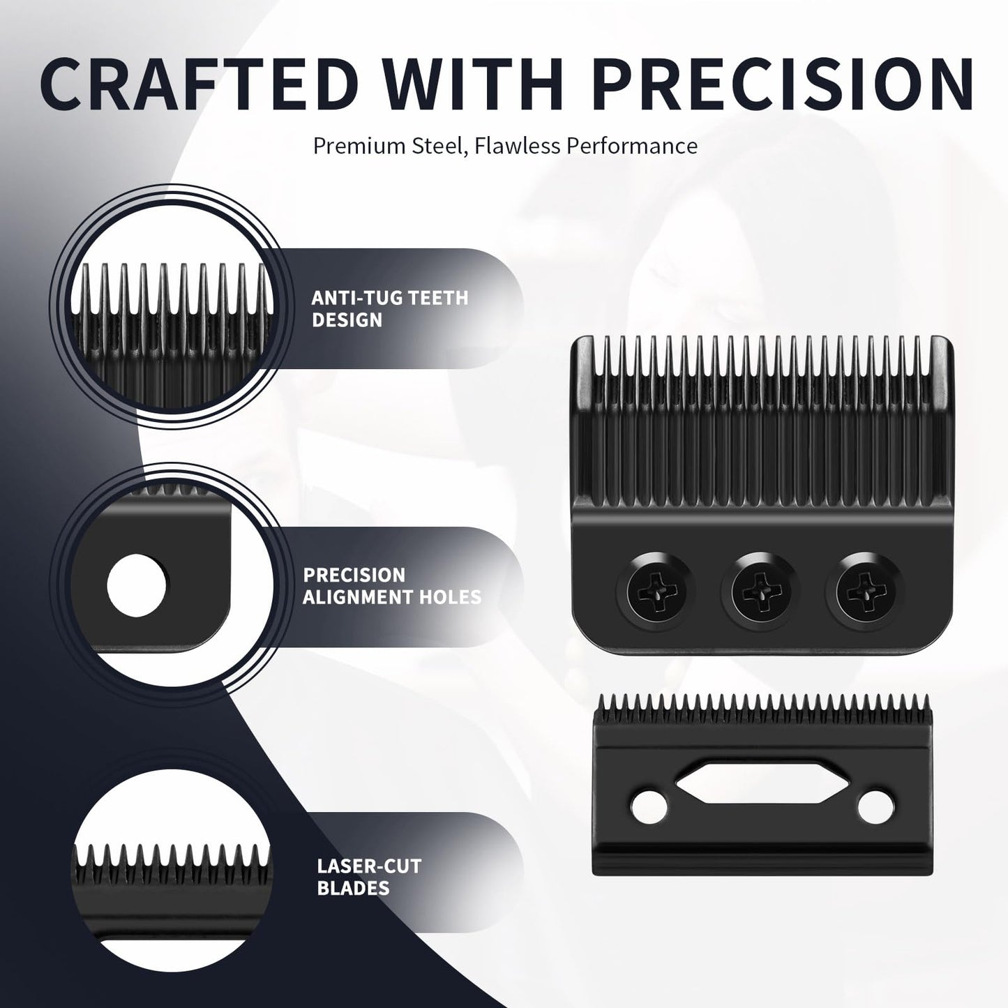 Professional 3 Hole Standard Clipper Replacement Blade Compatible with Designer, Senior, Cordless Designer, and Pilot clippers (Black) (3 Pack)