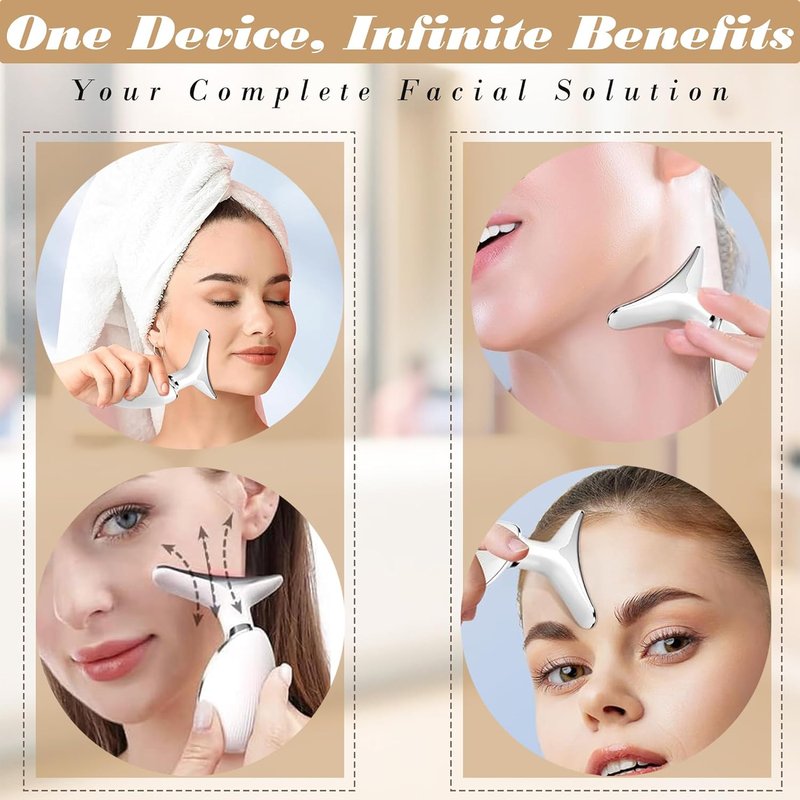 Facial Massager - Skin Tightening Face Roller for Anti-Aging & Wrinkle Reduction | White
