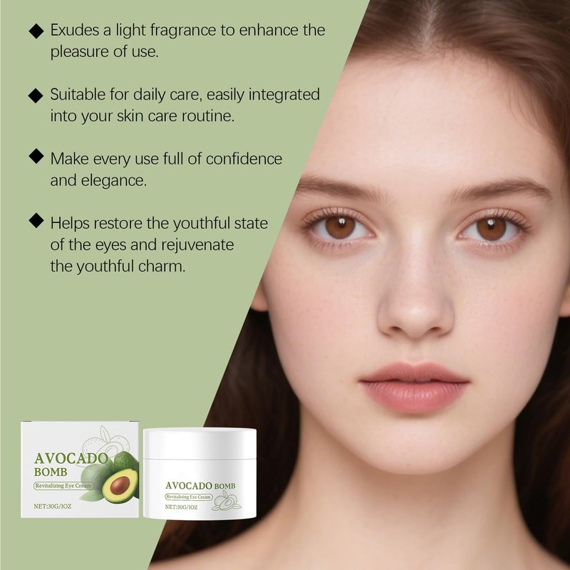 Grospe Avocado Eye Cream,Enhances Elasticity Around The Eyes, Hydrating Eye Cream With Avocado Oil,Vitamin E And Glycerin,Lifts and Firms,Reduces Fine Lines And Puffiness, Long-lasting Moisture - 30g