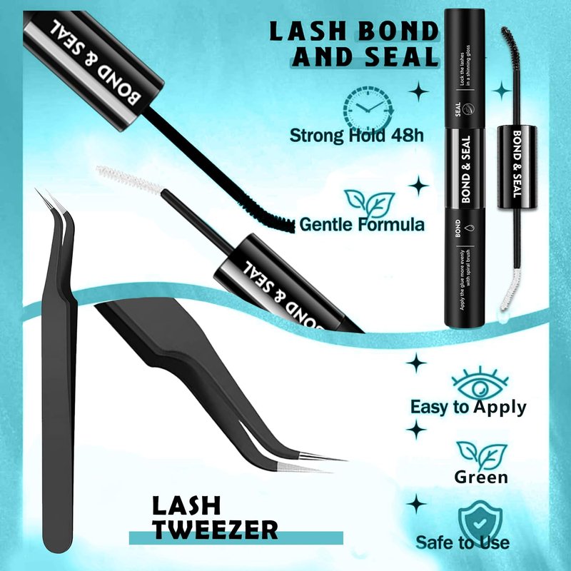 Lashes Clusters Kit,708PCS Wispy Lash Clusters 30D-100D,8-16mm C Curl 0.07mm Soft Individual Cluster Lashes with Bond & Seal for Natural, Wispy or Volume Look