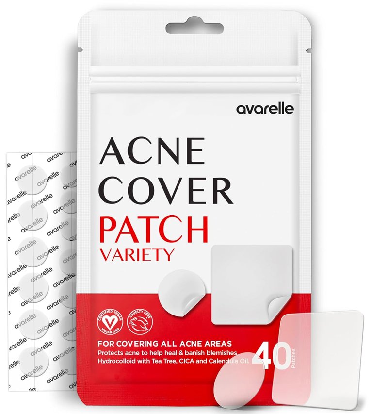 AVARELLE Pimple Patches - Hydrocolloid Acne Treatment with Tea Tree Oil | 80 Count, Vegan & Cruelty-Free