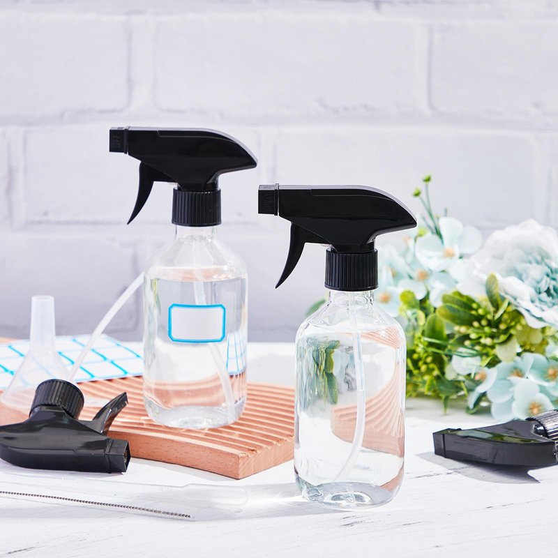 LOYIM 9 Pack 10oz/300ml Plastic Spray Bottle Bulk for Plant Small Spray Bottle Fine Mist Water Sprayer Upgraded Adjustable Nozzle Refillable Empty Containers for Cleaning, Hair, Cooking(Clear)