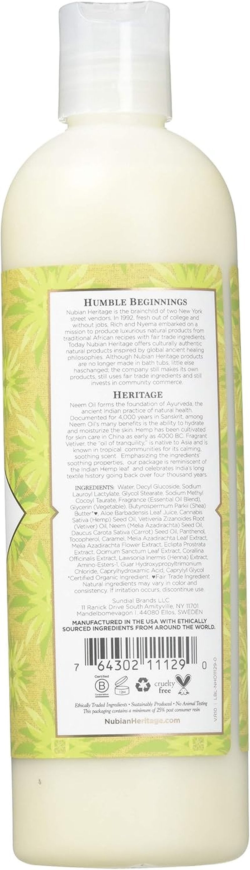 Nubian Heritage Indian Hemp Body Wash - Moisturizing Formula | 13 OZ (Pack of 3)