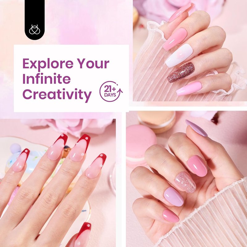 Beetles Dip Powder Nail Kit - 20 Colors Including Nude, Pink & Blue Glitter | Complete Manicure Set with Base, Top Coat & Activator
