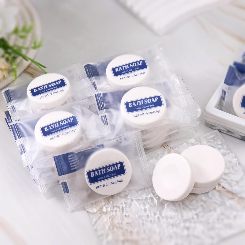 Mini Hotel Bar Soap - 120 Pcs 0.5 oz Individually Wrapped Travel Soaps | Round Bath Amenities for Guests