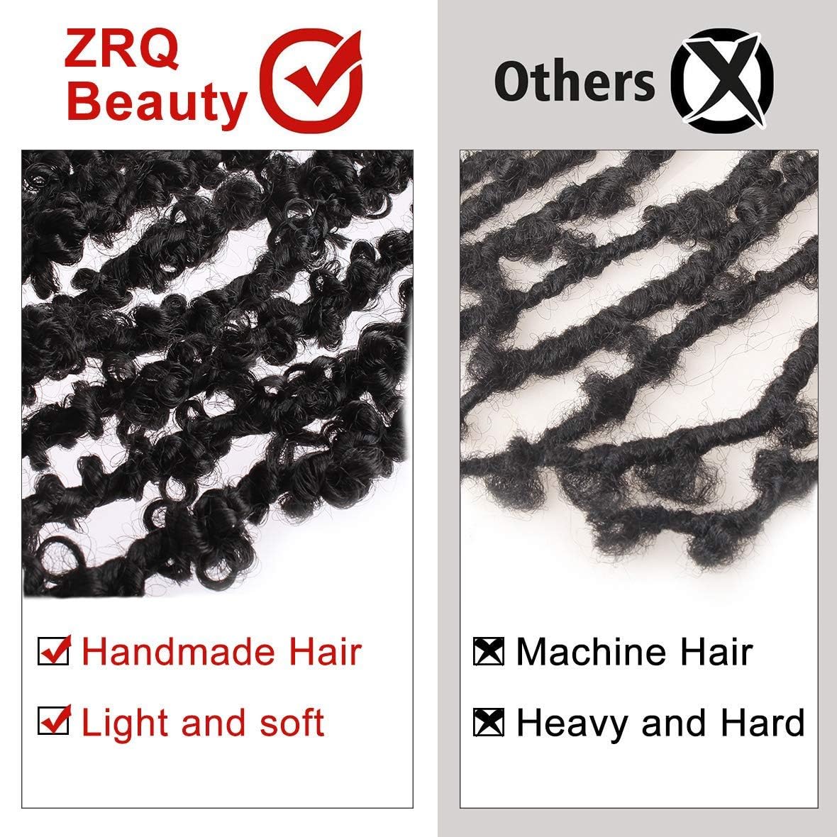 ZRQ Butterfly Locs Crochet Hair Short 6 Packs Black Crochet Bob Hair 12 Inch Messy Distressed Faux Locs Crochet Braids Pre-twisted Soft Locs Hair for Women #1B