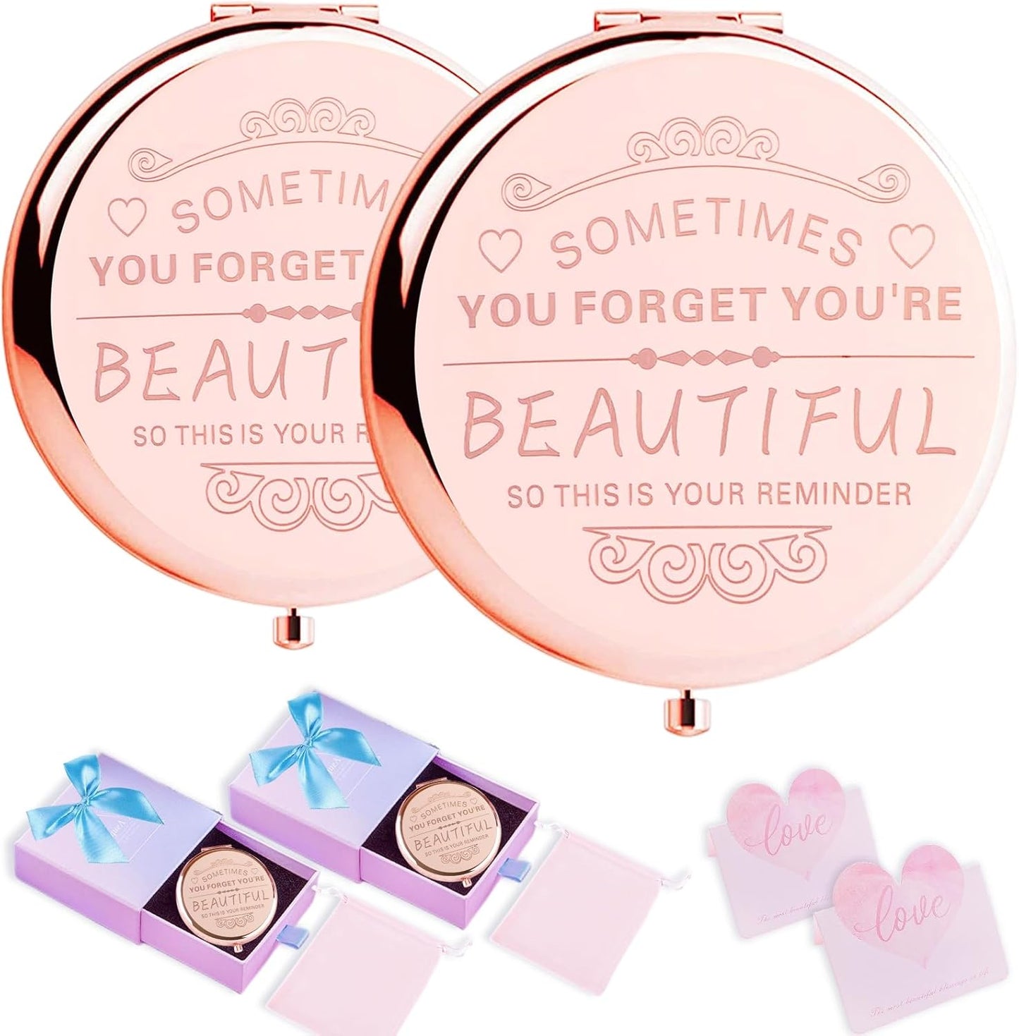 Compact Makeup Mirror for Women - Perfect Birthday Gift | Rose Gold, Ideal for Mother's Day, Valentine's Day & More