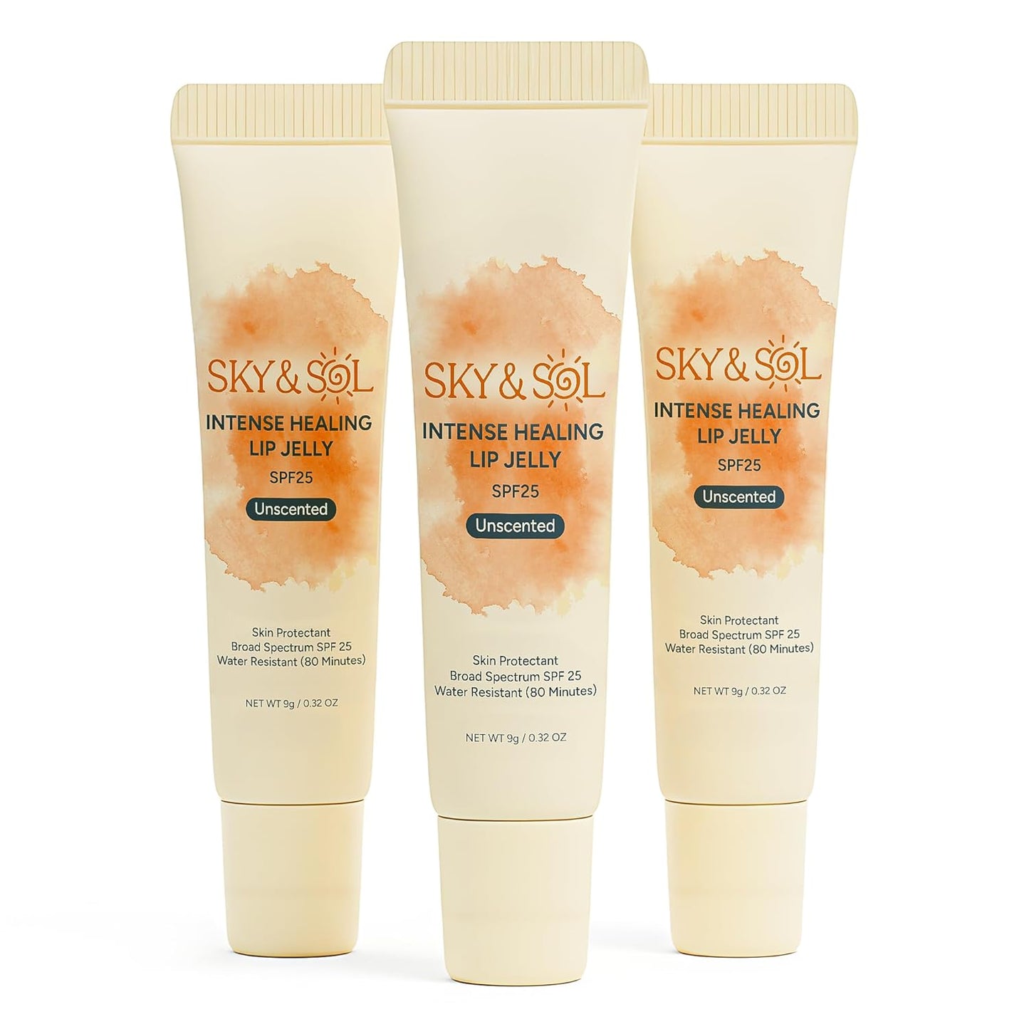 Natural Hydrating Lip Balm SPF 25 - 3 Pack of Water-Resistant Lip Jelly for Smooth, Plump & Rosy Lips