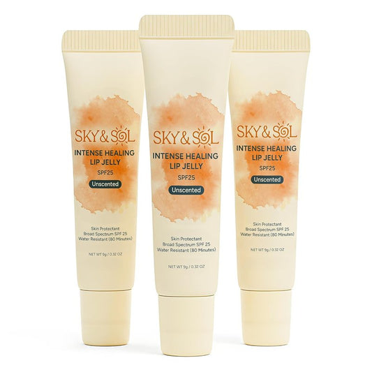 Natural Hydrating Lip Balm SPF 25 - 3 Pack of Water-Resistant Lip Jelly for Smooth, Plump & Rosy Lips