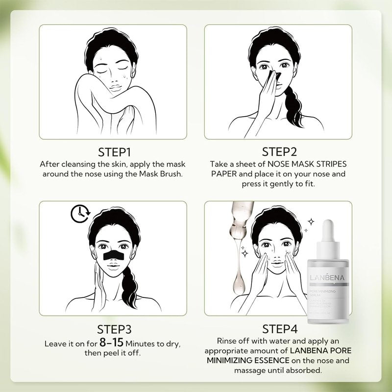 LANBENA Blackhead Remover Nose Pore Strips for Face, 2.0 Upgraded Deep Cleansing Peel off Mask Nose Strips Skincare for All Skin (1.06 Oz/30g) - 60pcs Strips (White+Black)