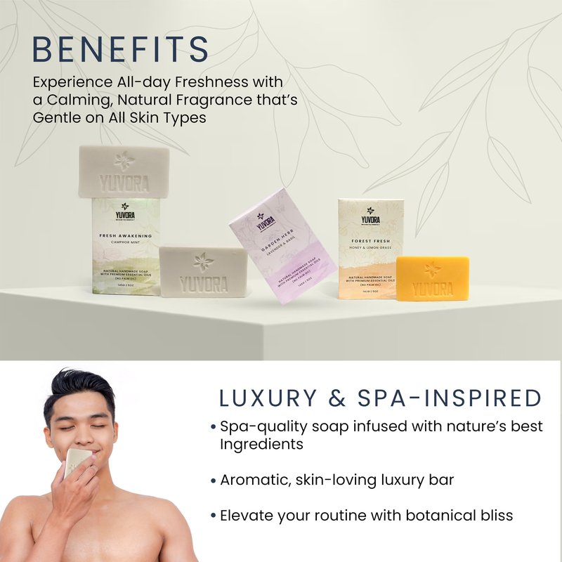 Yuvora 6 Pcs Men Natural Handmade Body Soaps 5 OZ Pack Set Rugged Essence Long lasting Fragrance Luxurious Scents with Natural Ingredients – Sulfate & Paraben Free, Vegan Soap