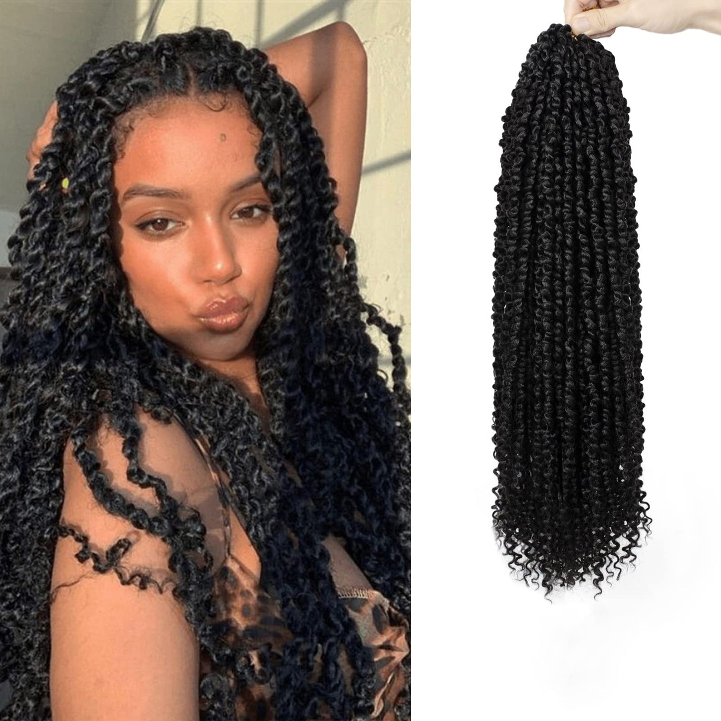 Passion Twist Hair - 8 Packs 22 Inch Passion Twist Crochet Hair For Women, Crochet Pretwisted Curly Hair Passion Twists Synthetic Braiding Hair Extensions (22 Inch 8 Packs, 1B)