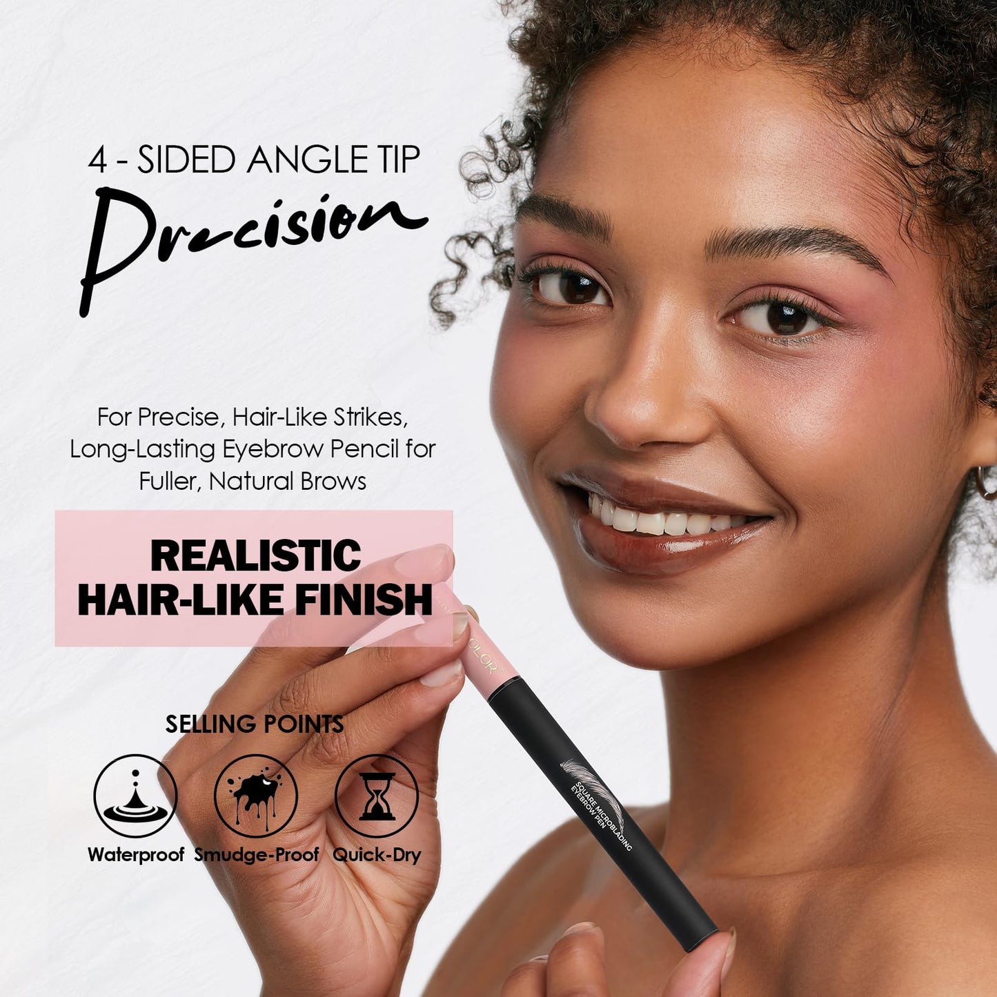 Anglicolor Microblading Eyebrow Pen, Liquid Eyebrow Pen, Square Angled Eyebrow Brush Natural Hair-Like Brow, Long-Lasting, Waterproof Eye brow Pencil for Women and Girls Makeup (03 Slate Brown)