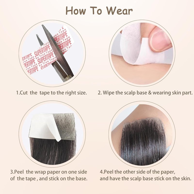 Human Hair Toupee for Hair Loss - Triangle Hair Patch for Men & Women | Dark Brown, 1.6" x 1.6" x 1.6" (2 Pcs)