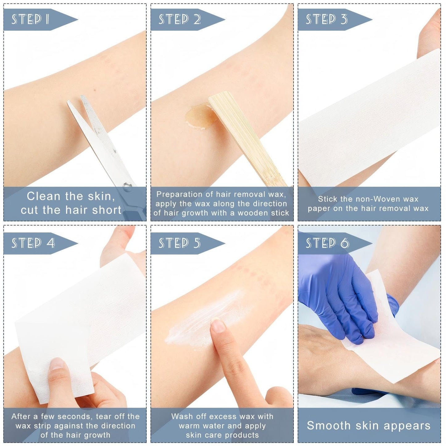 Tudomro 2000 Pcs Large Wax Strips Bulk for Hair Removal 8 x 3 Inch Non Woven Waxing Strips Body Epilating Wax Paper for Women Men Arms Legs Armpit Chest Back Bikini Hair Removal
