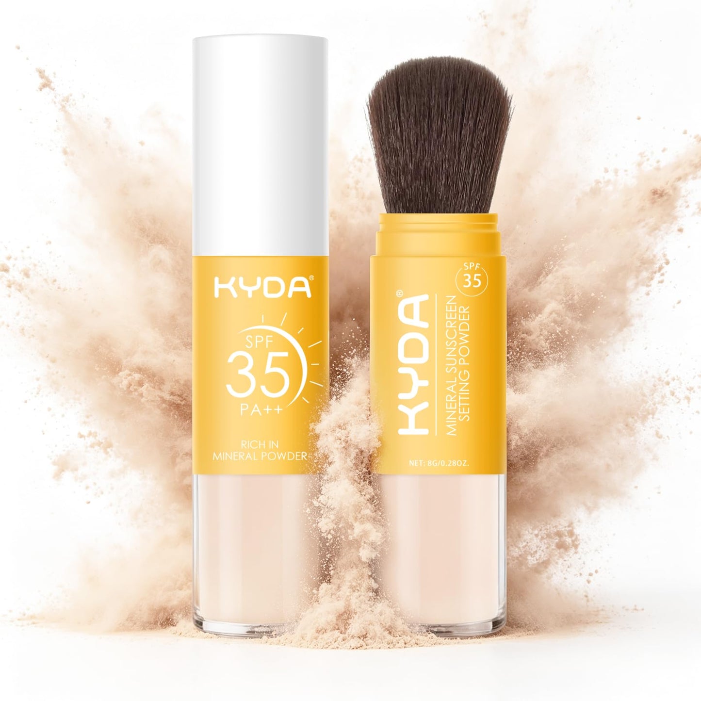 KYDA Mineral Sunscreen Powder for Face & Scalp Hair, SPF 35 Scalp Sunscreen, Hair Sunscreen Spf Powder Lasting Oil Control Matte Loose Powder, Lightweight Breathable for All Skin Type, Translucent