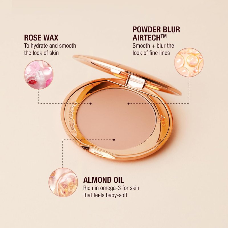 Charlotte Tilbury Airbrush Flawless Finish Setting Powder - Pore-Blurring Face Makeup for Shine Control | Soft-Focus Finish
