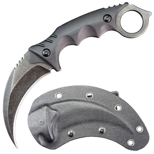 Ccanku C1111 Fixed Blade Knife D2 Steel Blade G10 Handle Claw for Outdoor EDC Survival Knife with Kydex Sheath (Black)