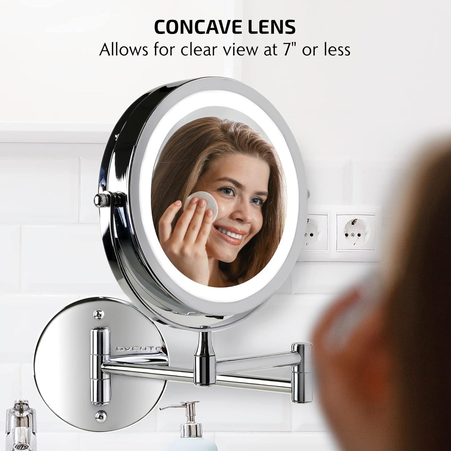 Lighted Makeup Mirror - 7-Inch Double-Sided 1X/10X Magnification | LED, Cordless, 360° Rotation, Polished Chrome