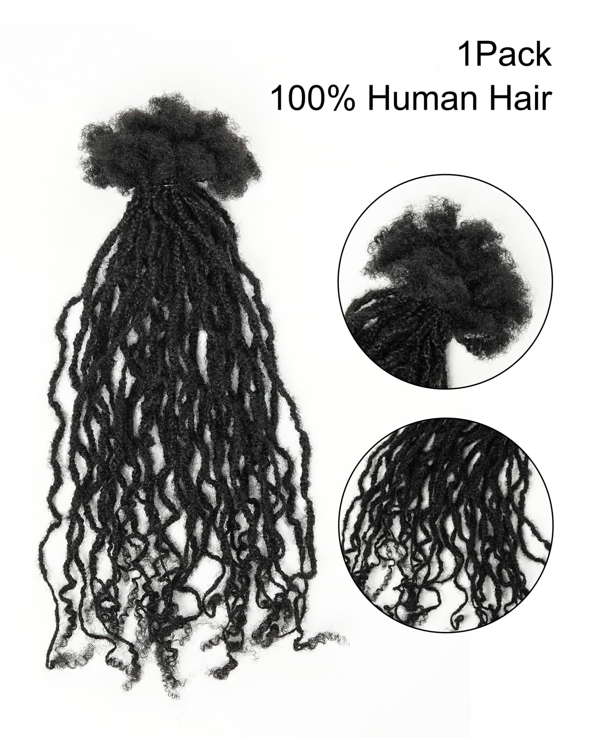 18 inch 30 Strands 0.4cm Thickness 100% Real Braids Human Hair Dreadlock Extensions for Man/Women/Kids DIY Permanent loc Extensions Handmade Can Be Dyed Bleached Curled