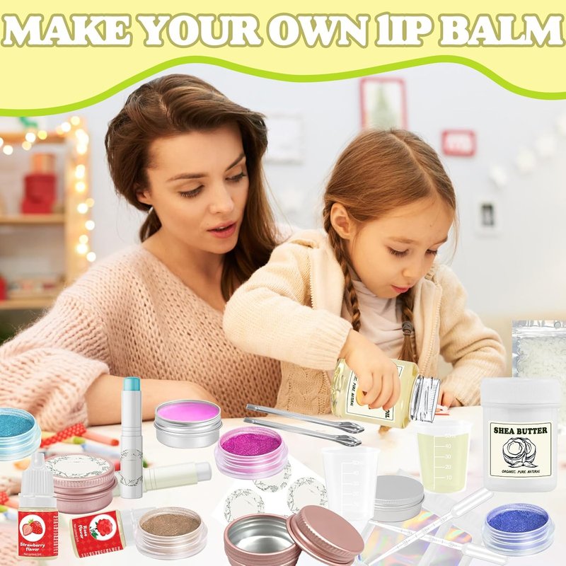 DIY Lip Balm Making Kit - Shea Butter & Beeswax, Moisturizing Lip Gloss | Perfect Christmas Gift for Adults