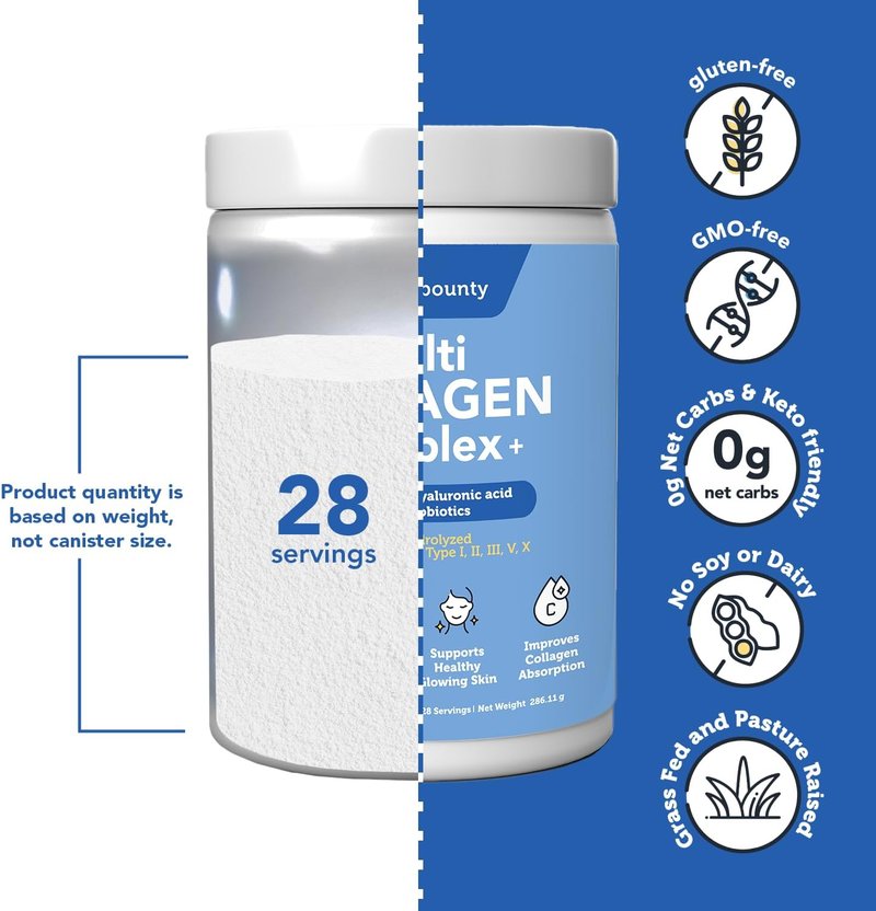 Multi Collagen Peptides Powder for Men & Women | 5 Types Hydrolyzed Collagen Protein with Probiotics & Vitamin C - 28 Servings