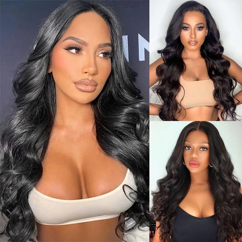 FEHOKA 13x4 Human Hair Lace Frontal 16 Inch Body Wave, Can be Curly and Dyed, Middle Part, With Baby Hair (16 Inch, 13x4 Black)