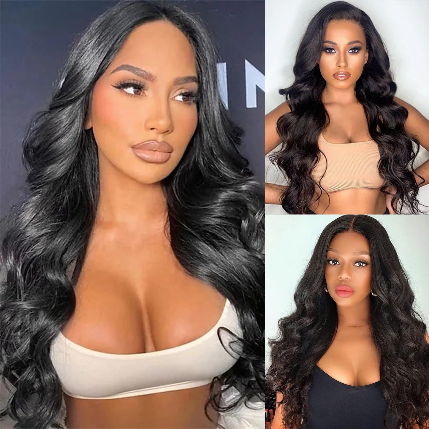 FEHOKA 13x4 Human Hair Lace Frontal 16 Inch Body Wave, Can be Curly and Dyed, Middle Part, With Baby Hair (16 Inch, 13x4 Black)